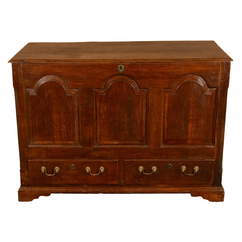 Antique 18th Century Georgian Paneled Lift up Lid Oak Mule Chest Coffer 1760