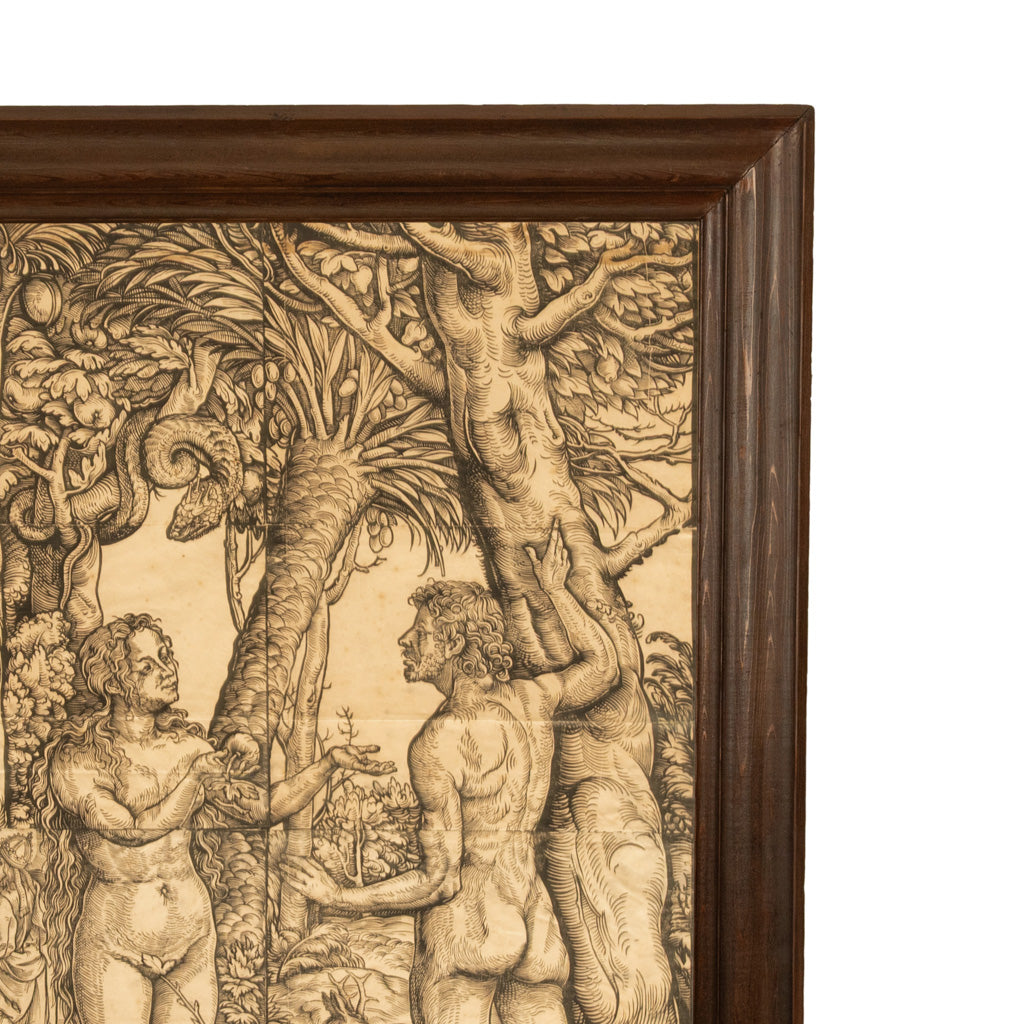 16thCentury German Northern Renaissance Woodcut Print Adam & Eve Baron Von Lanna by Hans Burgkmair the Elder, 1525