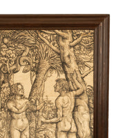 16thCentury German Northern Renaissance Woodcut Print Adam & Eve Baron Von Lanna by Hans Burgkmair the Elder, 1525