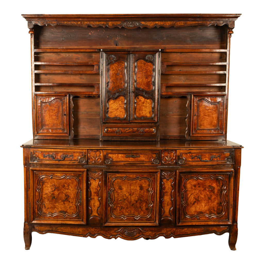 Antique French Provincial Normandy Carved Walnut Dresser Buffet Vaissilier 1790