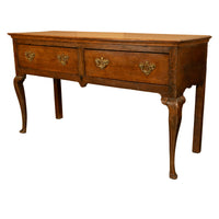 Antique 18thC Georgian Oak Welsh Two Drawer Dresser Base Server Side Table 1760
