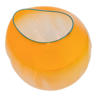 Dale Chihuly Hand-Blown Mango & Teal Lip Glass Basket Sculpture Signed & Dated, 2000