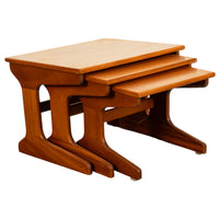 Set of Three Danish Mid Century Modern Teak Nesting Side Coffee Tables 1960s