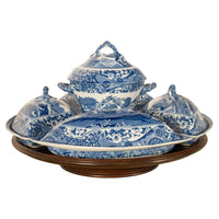 Antique Copeland Spode Blue & White Porcelain "Italian" Pattern Lazy Susan 1890