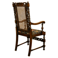 Antique 19thC Set 6 Carved Caned Jacobean Barley Twist Walnut Dining Chairs 1870
