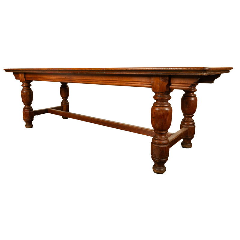 Antique 19th Century Country Farmhouse Refectory Dining Table 1860 Seats 10-12, Circa 1860