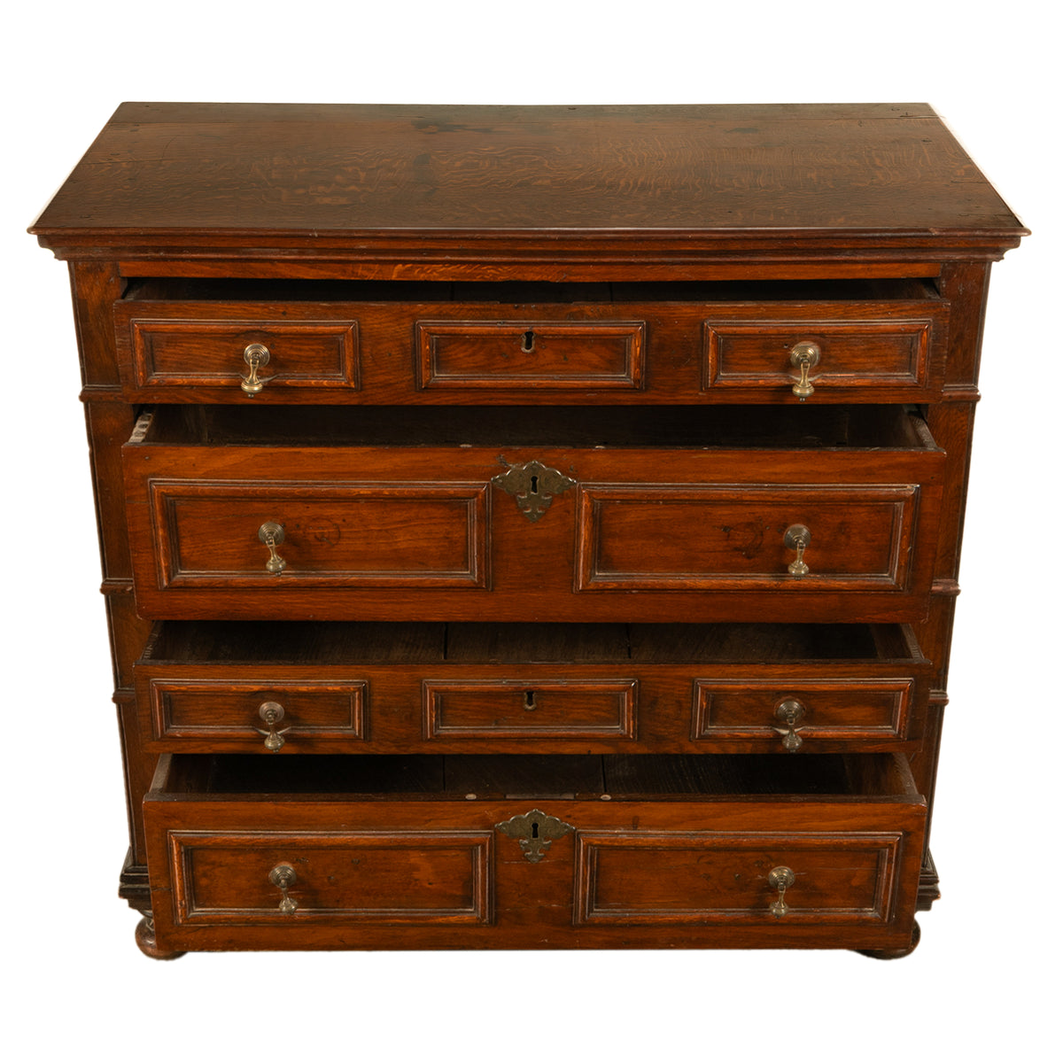 Antique English Country 17th Century Jacobean Charles II Oak Chest Drawers 1680