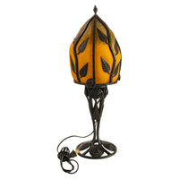 Large Antique French Art Deco Daum Glass & Edgar Brandt Iron Table Lamp 1920s
