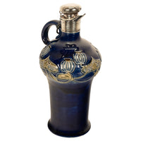 Antique Art Nouveau Royal Doulton Lambeth Whiskey Jug Silver Mounts London 1903