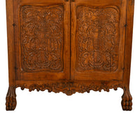 Antique 18th Century Carved Walnut Corner Cabinet Spainish Royal Coat of Arms