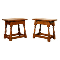 Pair Antique Jacobean style Joint Stools Oak from Thames Lock Bridge London 1850