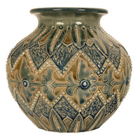 Antique Aesthetic Movement Doulton Lambeth Stoneware Vase Elizabeth Atkins 1883