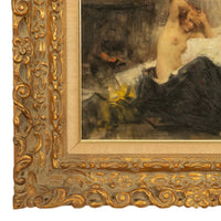 Antique Italian Realism Verismo Oil on Canvas Painting Female Nude Ex-Christie's by Antonio Mancini, 1890