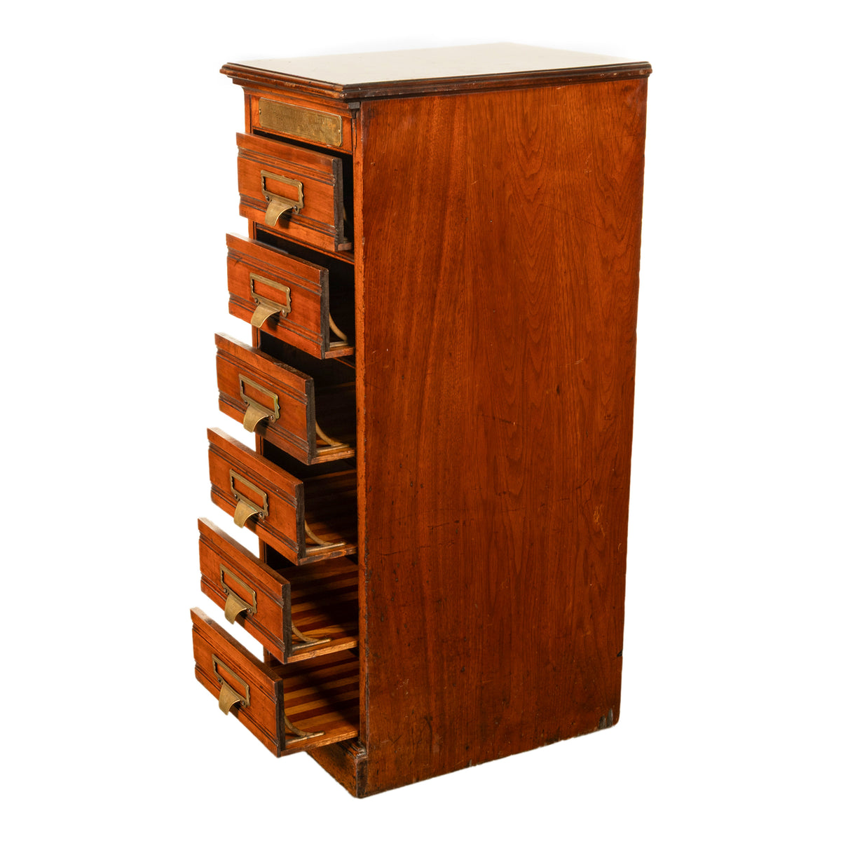Antique Edwardian Walnut Six Drawer Shannon Filing Cabinet Co New York 1910