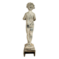 Antique French Lead Garden Statue Fountain Piping Boy Pan Putto Bacchante 1880