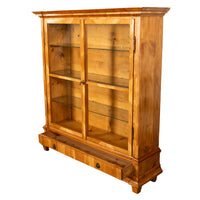 Antique Austrian Cherry Wood Biedermeier Display Library Cabinet Bookcase 1840