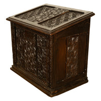 Antique French Medieval Gothic Carved Oak Chest Coffer 17th Century Panels 1679