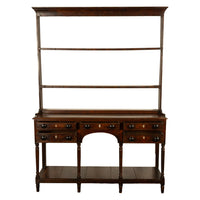 Antique 18th C George III Country Welsh Oak Dresser Plate Rack & Pot Board 1790