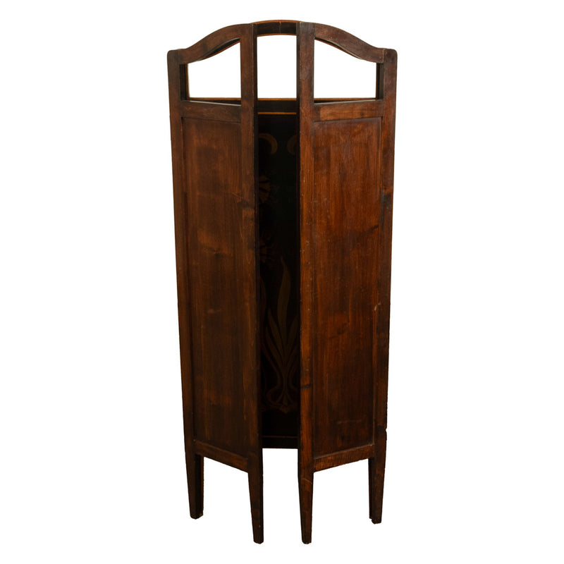 Antique Art Nouveau Mahogany Painted Fire Folding Screen Liberty Co London 1900