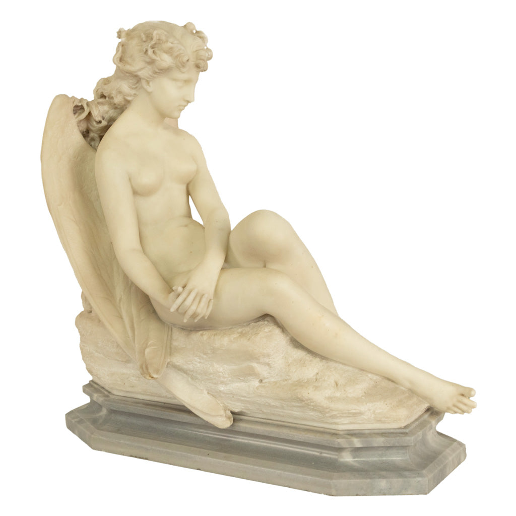Antique Large Italian Grand Tour Carrara Marble Carved Statue Sculpture "Psyche" by Oreste Ferrari, 1880