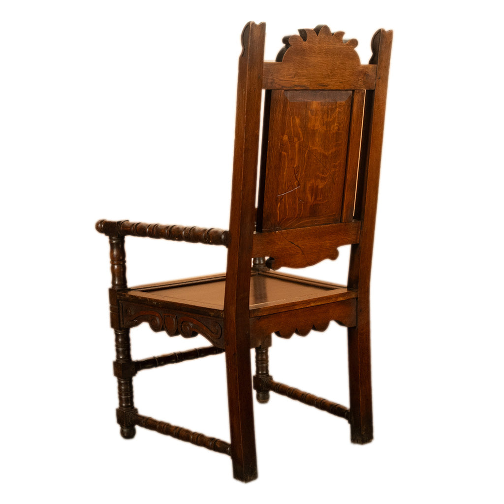 Antique Welsh Carved Oak Eisteddfod Bardic Chair Newmarket Trelawnyd Wales 1901