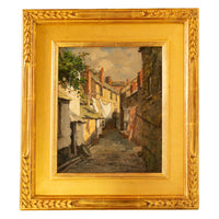 Antique American California Impressionist Oil Canvas Painting St. Ives Cornwall by Anna Althea Hills, 1910
