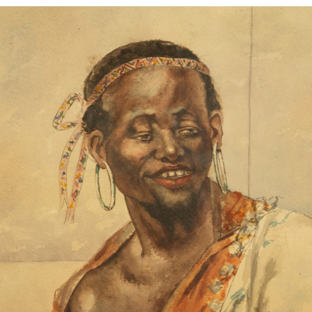 Antique 19thC Spanish Orientalist Painting North African Arab Berber Musician by Antonio Rivas, 1880
