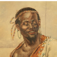 Antique 19thC Spanish Orientalist Painting North African Arab Berber Musician by Antonio Rivas, 1880