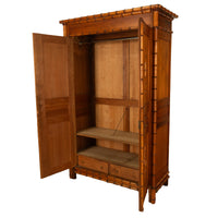 Antique 19th Century French Faux Bamboo Pine Armoire Wardrobe Cupboard 1880