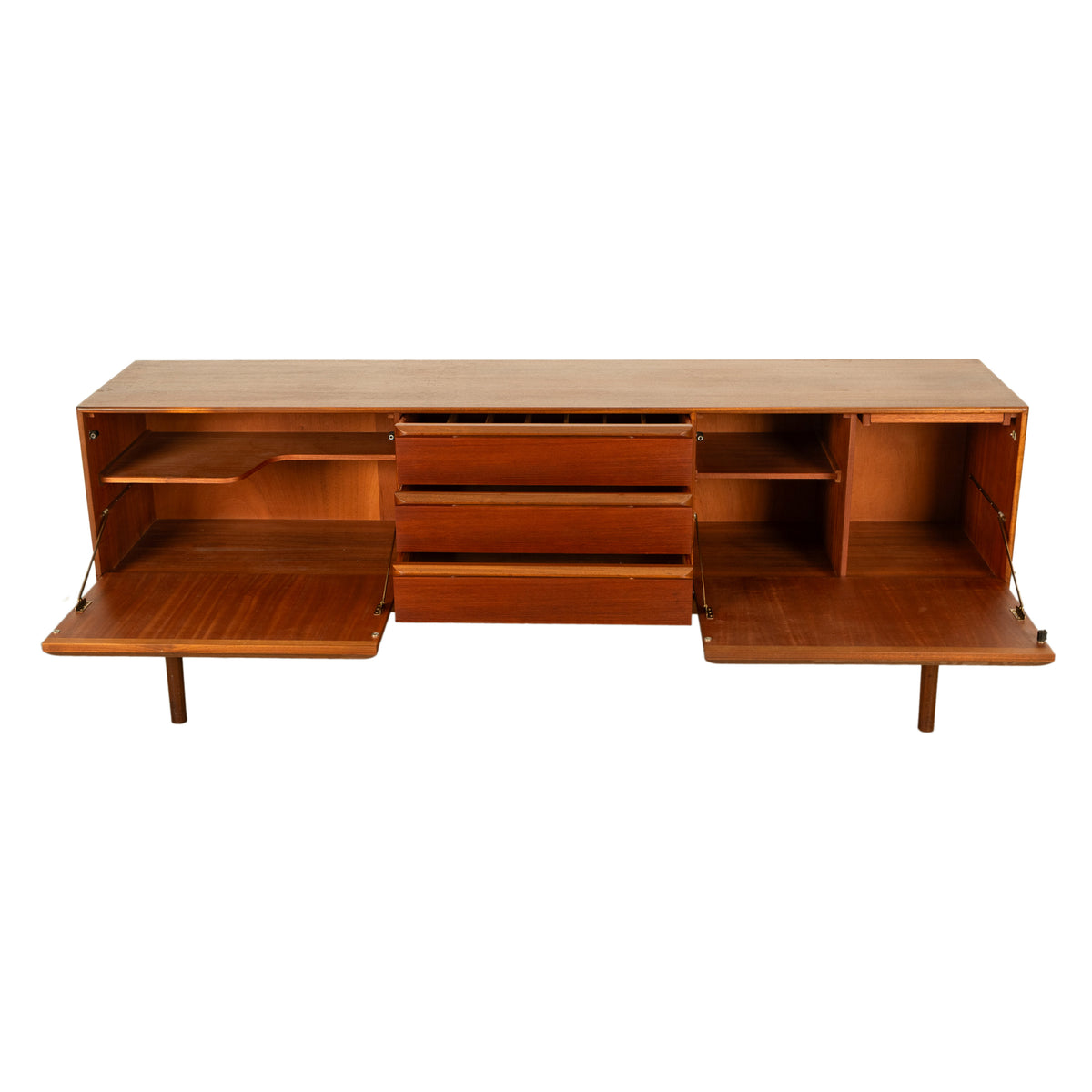Mid Century Modern Danish Style Teak Long Credenza McIntosh Starburst Doors 1960