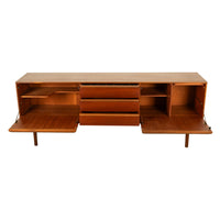 Mid Century Modern Danish Style Teak Long Credenza McIntosh Starburst Doors 1960