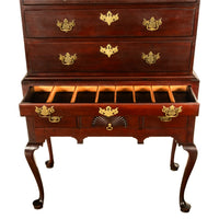 Antique 18thC American Federal Queen Anne Mahogany Bonnet-Top Highboy Salem Massachusetts 1790
