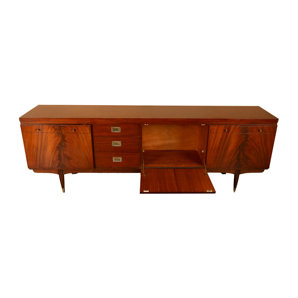 Mid Century Modern Danish Style Teak Mahogany Long Credenza Fully Restored 1966