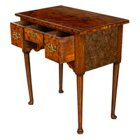 Antique Irish 18th Century Burl Walnut George I Lowboy Dressing Table Desk 1720