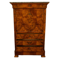 Antique French Louis Philippe Burr Walnut Secrétaire à Abattant Desk Chest 1840