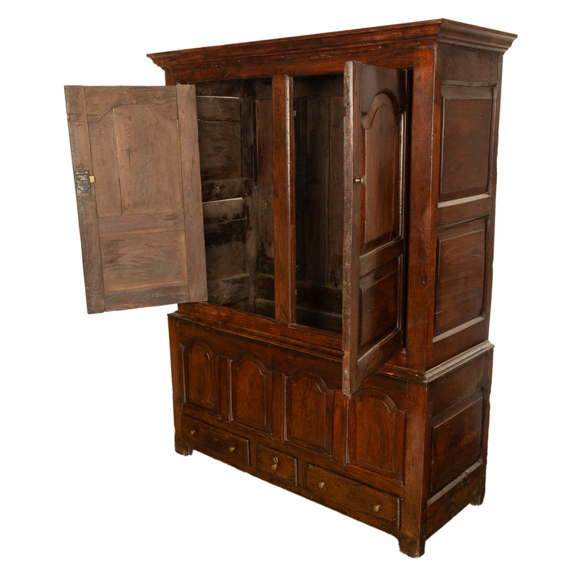 Antique 18th Century Welsh Oak Press Livery Housekeepers Cupboard Cabinet 1750