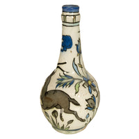 Antique 19th C Ottoman Persian Islamic Qajar Period Iznik Pottery Bottle Vase