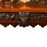 Antique Carved Oak Hall Table Skipworth Family Painted Royal Coat of Arms 1860