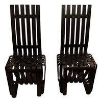 Pair American Modernist "High Sticking" Black Chairs Frank Gehry for Knoll 1992