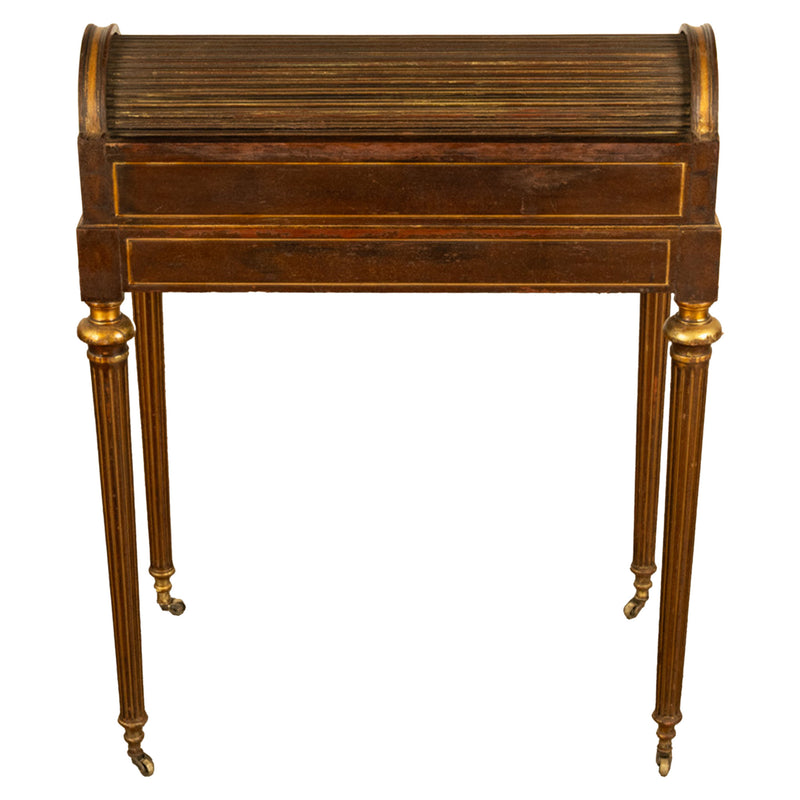Antique 19th Century French Gilded & Painted Cylinder Desk by Paul Sormani 1875