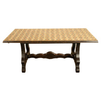 Antique Spanish Colonial Hacienda Walnut Talavera Tile Top Table Six Chairs 1890