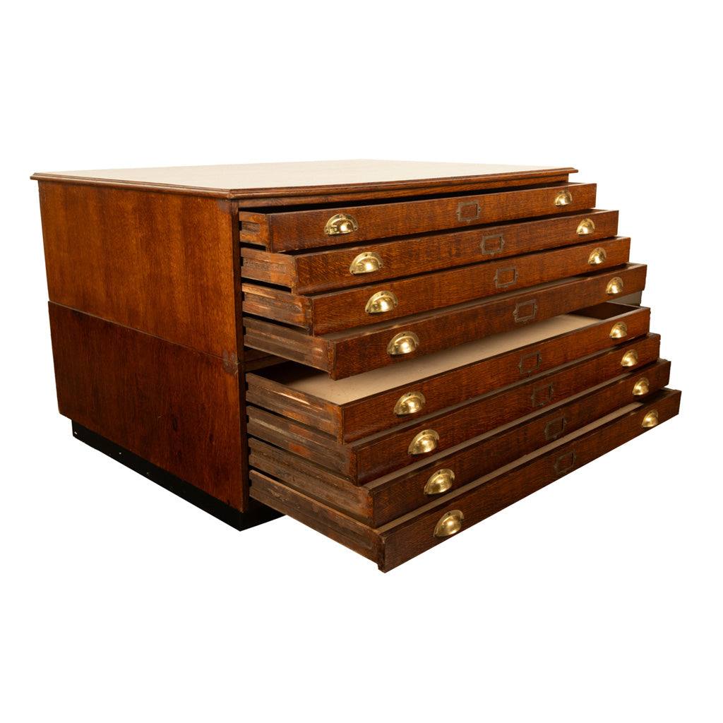 Antique Oak 8 Drawer Filing Print Architect's Blueprint Cabinet Flat File 1900