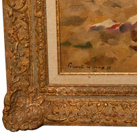 French Oil on Canvas Post Impressionist Portrait Painting Beach Sea Scene Spain by Charles Picart le Doux, 1933