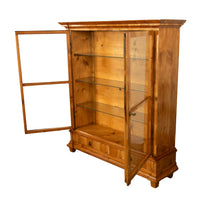 Antique Austrian Cherry Wood Biedermeier Display Library Cabinet Bookcase 1840