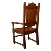 Antique Welsh Carved Oak Eisteddfod Bardic Chair Newmarket Trelawnyd Wales 1901