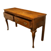 Antique 18thC Georgian Oak Welsh Two Drawer Dresser Base Server Side Table 1760