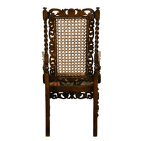 Antique 19thC Set 6 Carved Caned Jacobean Barley Twist Walnut Dining Chairs 1870