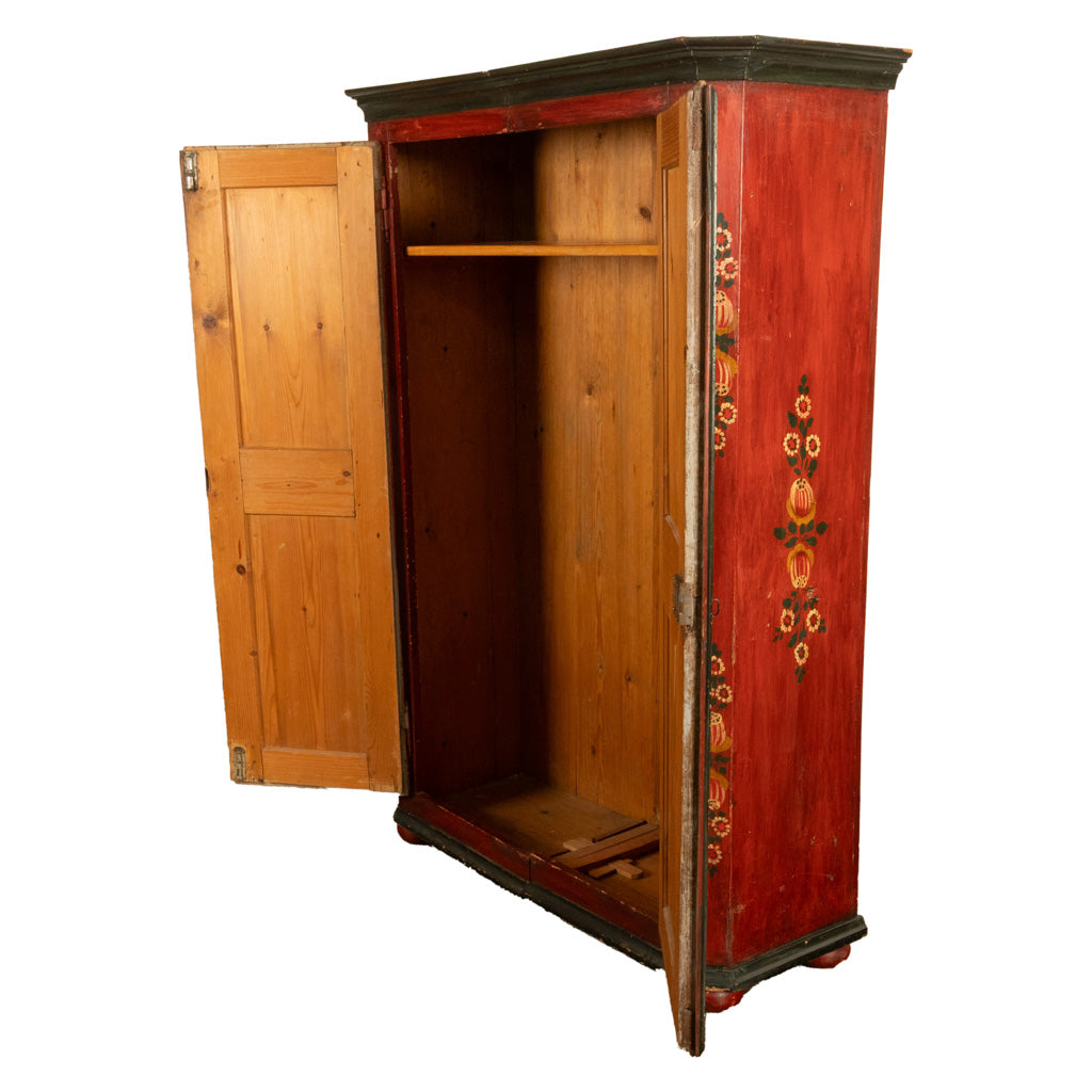Antique 19th Century German Painted Cabinet Wedding Armoire "Four Seasons" 1850