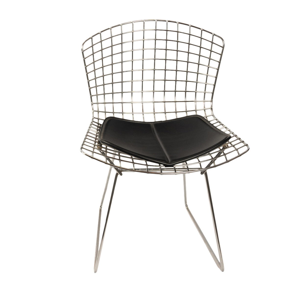 Pair Mid Century Modern Knoll Studio Steel Side Chairs & Pads Harry Bertoia 1970