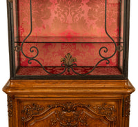 Antique French Louis VVI Carved Oak Iron & Glass Vitrine by Maison Soubrier 1900